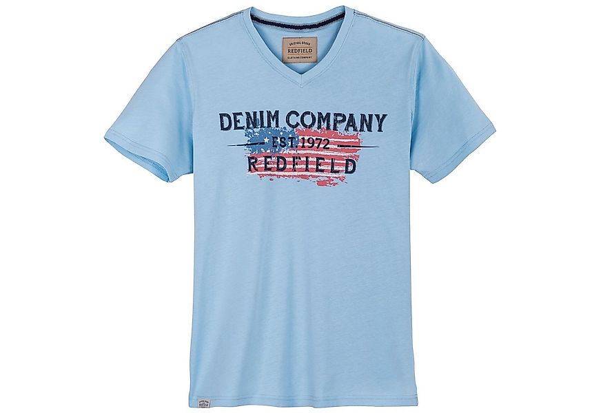 redfield V-Shirt Redfield XXL V-Neck T-Shirt hellblau Vintgeprint günstig online kaufen