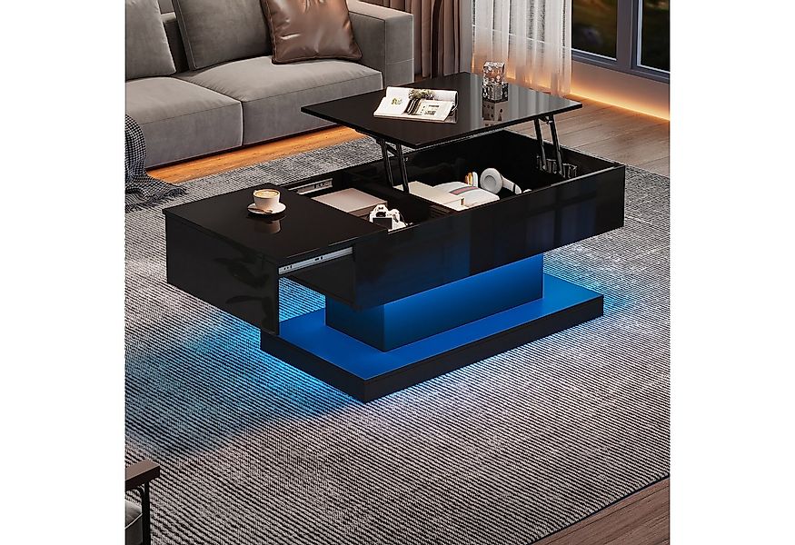 MODFU Couchtisch mit LED-Beleuchtung (Hochglanz-Lift-Teetisch, 1-St., mit L günstig online kaufen