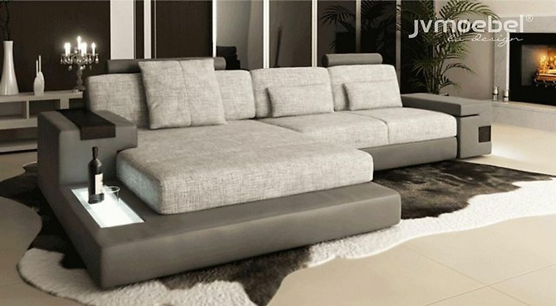 JVmoebel Ecksofa Sofa Couch Ecke Polstermöbel Wohnzimmer LForm Elegant Text günstig online kaufen