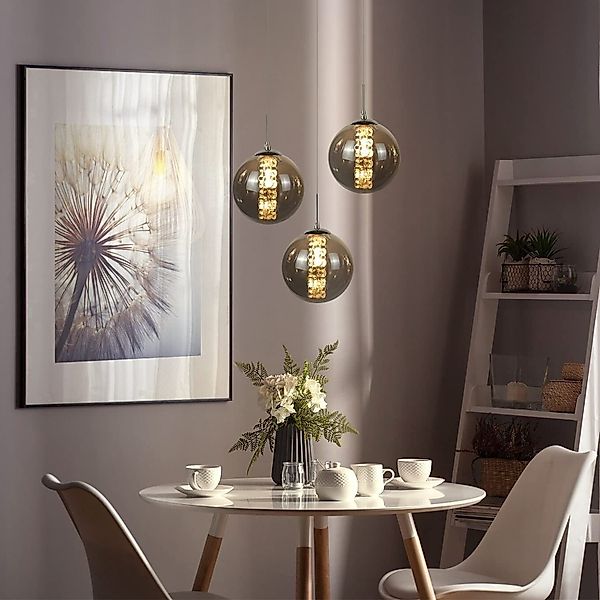 Nettlife Pendelleuchte G9 Pendelleuchte 3-flammig Bernstein/Grau günstig online kaufen