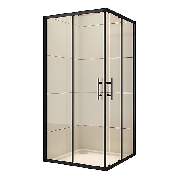 Duschparadies 80x80cm Schwarze Eckeinstieg Schiebetür 8mm Nano ESG Glas Dus günstig online kaufen