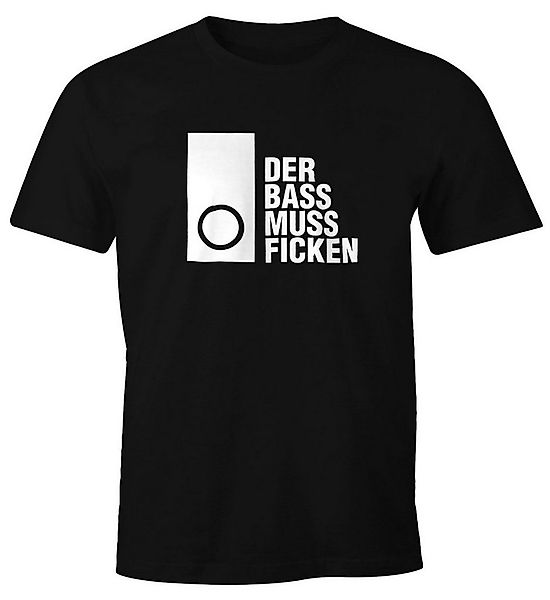 MoonWorks Print-Shirt Herren T-Shirt Techno Spruch Der Bass muss Ficken Par günstig online kaufen