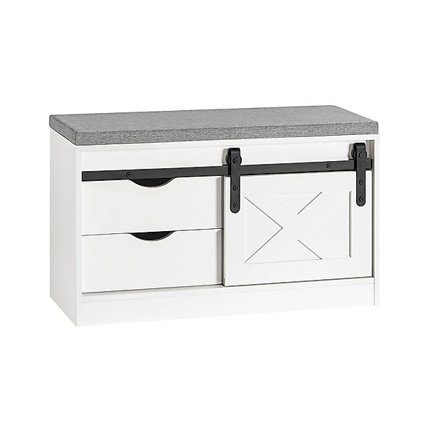 SoBuy Sitzbank mit Stauraum Schuhbank Dielenbank Weiß 80cm FSR153-W günstig online kaufen
