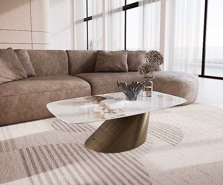 Couchtisch Edge Boot 120x70 cm Keramik Minas Melange Conis Metallic Gold günstig online kaufen