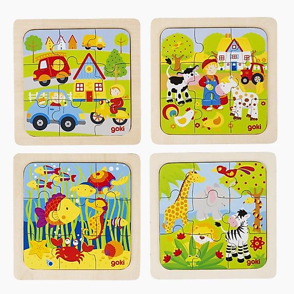 goki Steckpuzzle Einlegepuzzle Bauernhof, Unterwasserwelt 4er günstig online kaufen
