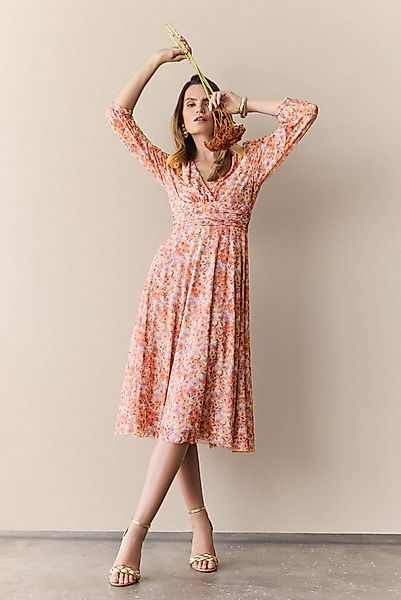 SWING Cocktailkleid - Midi Kleid aus bedrucktem Mesh mit ¾ Arm Figurbetonte günstig online kaufen