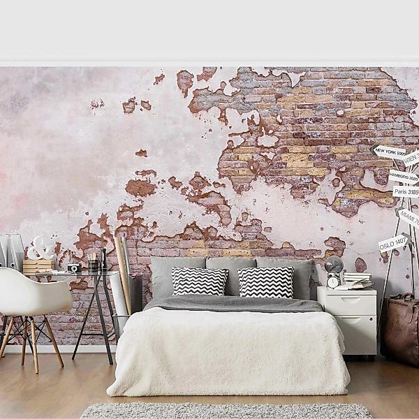 Fototapete Backsteinwand Rustikal Shabby Putz günstig online kaufen