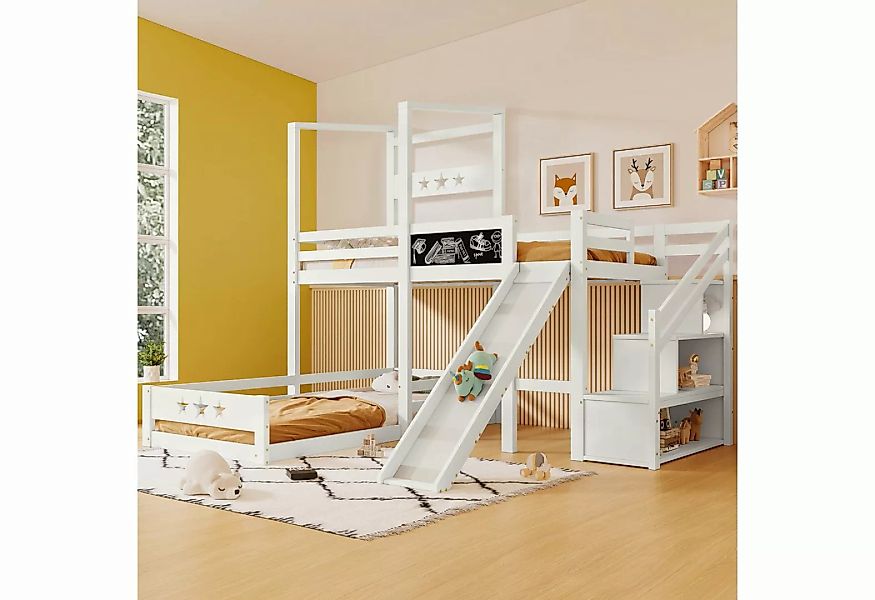 NMonet Etagenbett Hochbett Kinderbett 90x200cm, Hochbett mit Tafel und Ruts günstig online kaufen