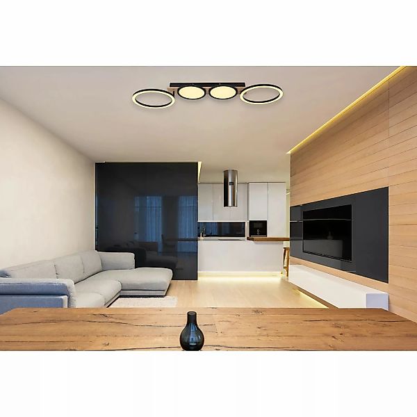 Globo LED-Deckenleuchte 1-flammig Schwarz matt 1085 x 300 x 110 mm günstig online kaufen