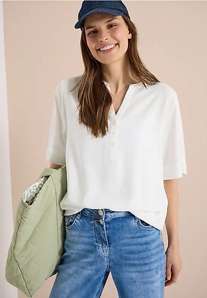 CECIL Kurzarm Bluse mit Split Neck günstig online kaufen