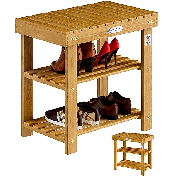 Schuhregal 2in1 Akazienholz FSC®-zertifiziert 50x33x46cm günstig online kaufen