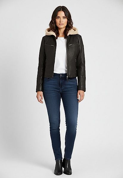 Mauritius Lederjacke MWNedra mit abknöpfbarer Teddyplüsch-Kapuze günstig online kaufen