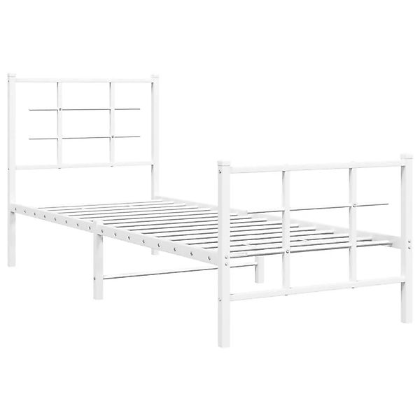vidaXL Bettgestell mit Kopf- und Fußteil Metall Weiß 75x190 cm 355618 günstig online kaufen