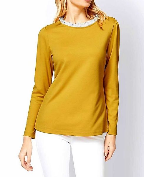 heine T-Shirt LINEA TESINI Damen Designer-Jerseyshirt m. Spitze, ocker günstig online kaufen