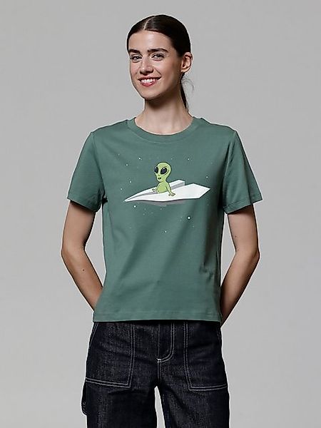 wat? Apparel T-Shirt Alien on a paper plane günstig online kaufen