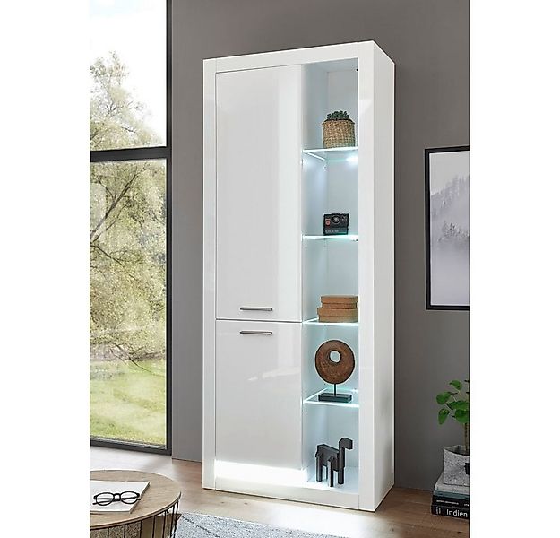 Lomadox Vitrine MAILAND-61 nschrank in Hochglanz weiß inkl. LED-Beleuchtung günstig online kaufen