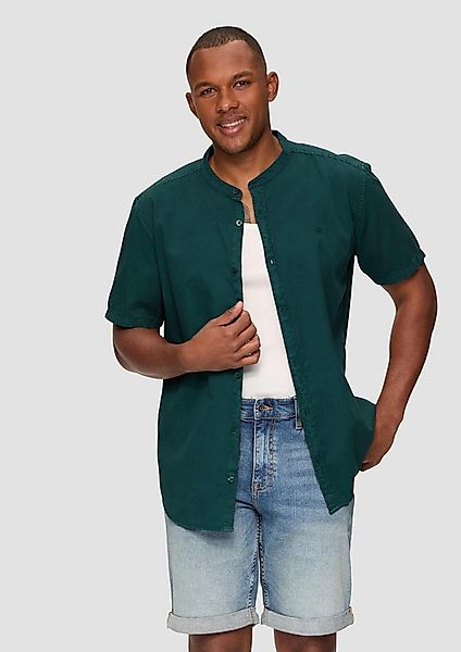 QS Kurzarmhemd Hemd Hemd mit Stehkragen und Garment Dye günstig online kaufen