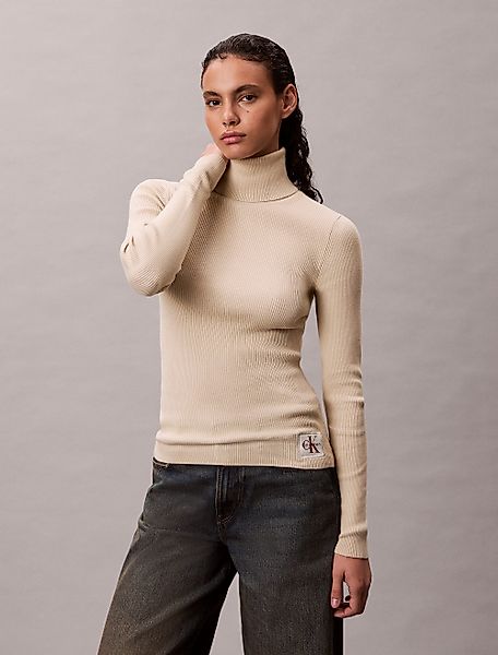 Calvin Klein Jeans Rollkragenpullover Rippstrick, figurbetonte günstig online kaufen