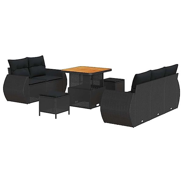 vidaXL Garten-Sofa-Set 8-Tlg Schwarz Poly Rattan 3361814 günstig online kaufen