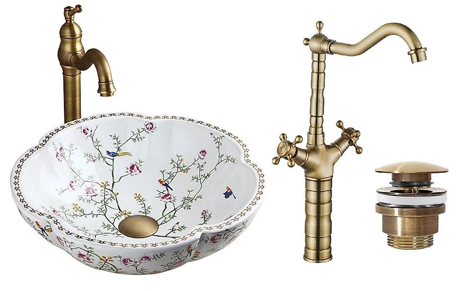 GTM Design Aufsatzwaschbecken Glanz - Modern Waschbecken ohne Hahnloch - El günstig online kaufen