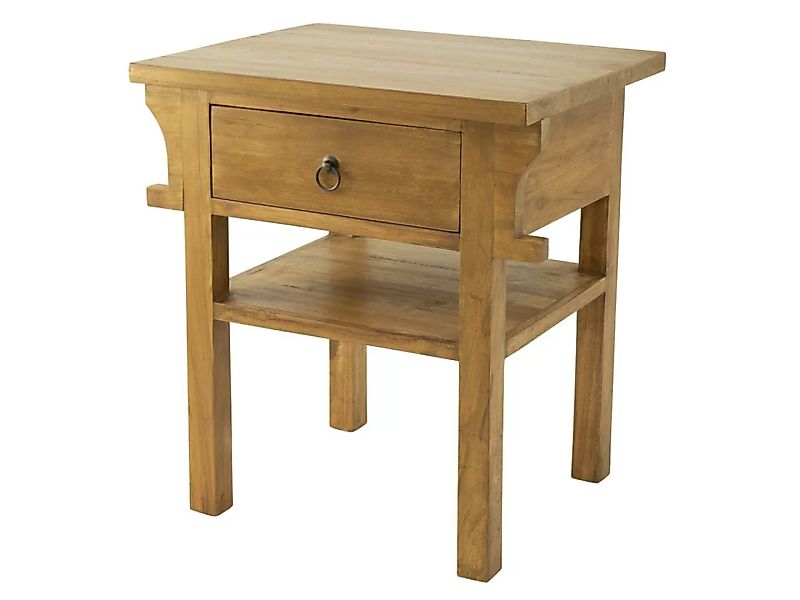 Nachttisch mit 1 Schublade und 1 Ablage - Teakholz - Farben: Holzfarben - W günstig online kaufen