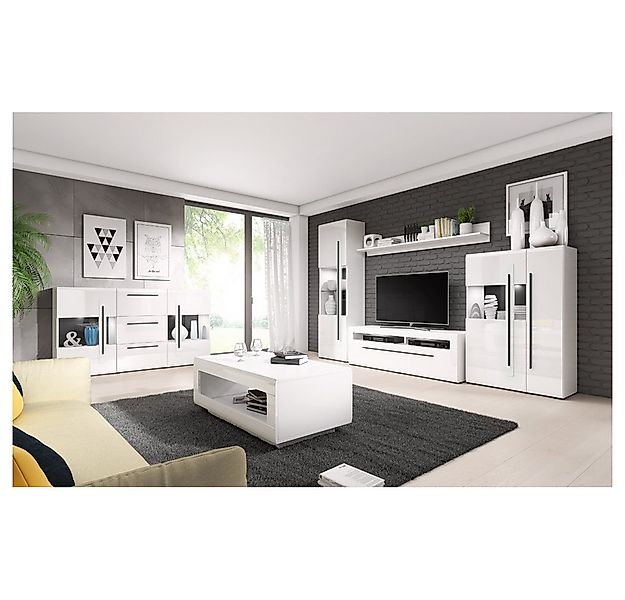 Lomadox Wohnzimmer-Set TURDA-83, (Mega-Spar-Set, 6-St., 6-tlg), weiß mit Ab günstig online kaufen