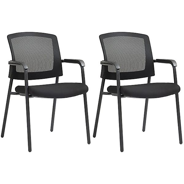 DELUKE 2er Set Besucherstuhl DARWIN Metall Schwarz 58x60x86cm Konferenzstuh günstig online kaufen