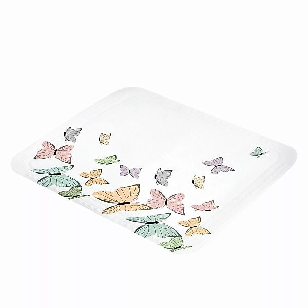 home24 Duscheinlage Butterflies Weiß/Mehrfarbig PVC 55x55 cm (BxT) günstig online kaufen