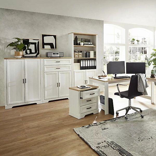 Lomadox Büromöbel Set mit Aktenschrank und Schreibtisch JÜLICH-36 in Pinie günstig online kaufen