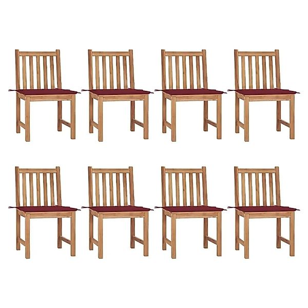 vidaXL Gartenstühle 8 Stk mit Kissen Massivholz Teak 3073151 günstig online kaufen