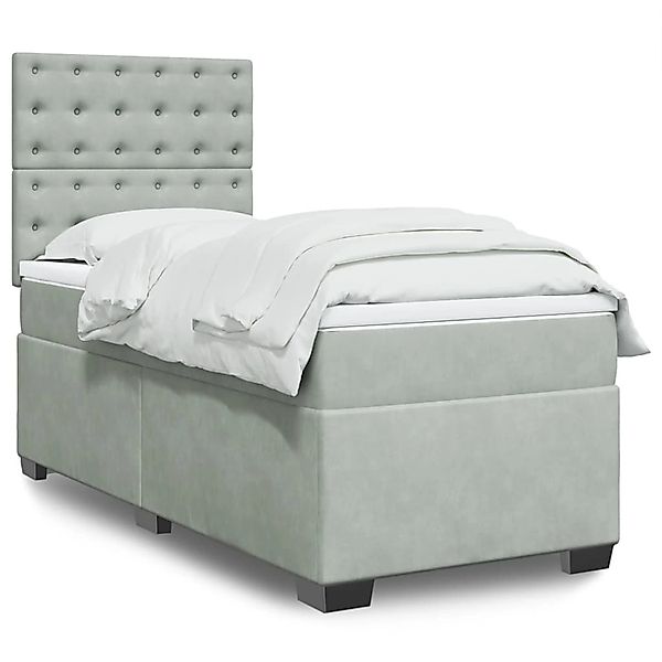 vidaXL Boxspringbett mit Matratze Hellgrau 90x200 cm Samt 3293122 günstig online kaufen