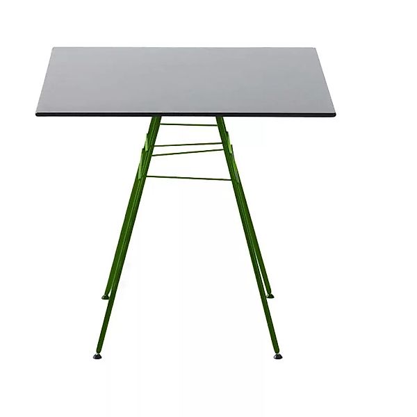 Arper - Leaf Gartentisch quadratisch - grau/Gestell matt grün/lackiert/Tisc günstig online kaufen