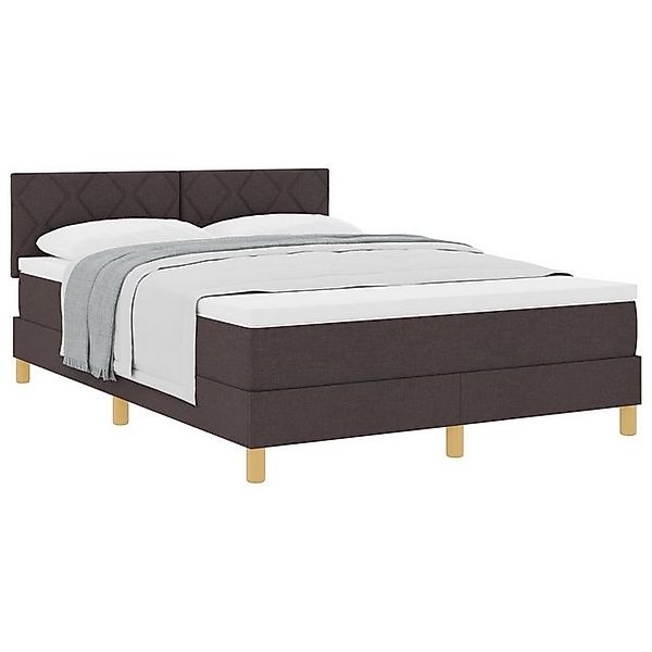 vidaXL Bett Boxspringbett mit Matratze Dunkelbraun 140x200 cm Stoff (1-tlg) günstig online kaufen