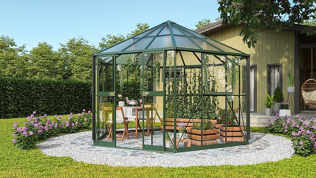 Vitavia Gewächshaus "Pi 9000, mit Stahlfundamentrahmen" Alu-Profile,3 mm Si günstig online kaufen