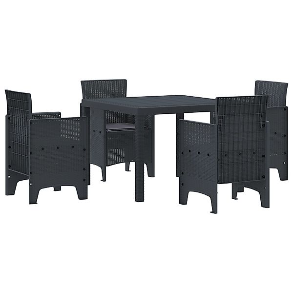 vidaXL 5-tlg Garten-Essgruppe mit Kissen Anthrazit Poly Rattan 3378535 günstig online kaufen