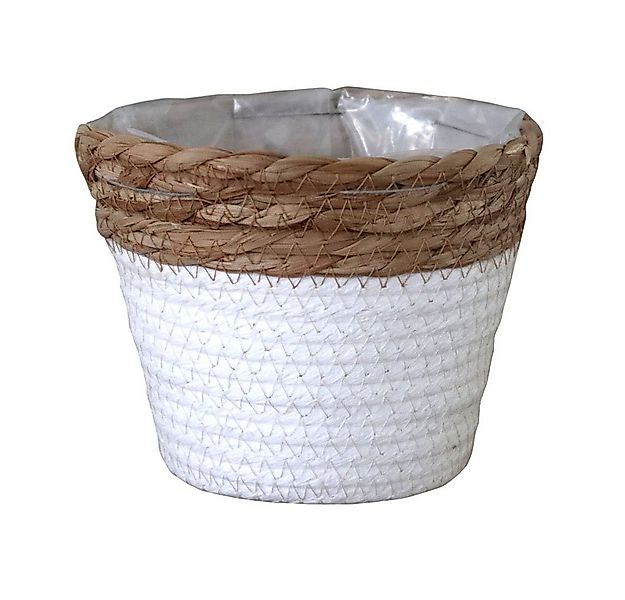 Grafelstein Blumentopf Pflanzkorb BREEZY weiß mit braunem Rand D16cm Pfla günstig online kaufen