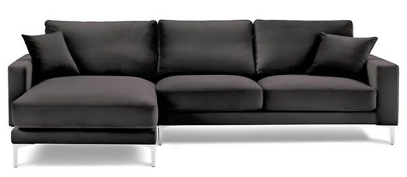 Xlmoebel Ecksofa Neues Ecksofa aus Samtstoff in Schwarz für stilvolles, 1 T günstig online kaufen