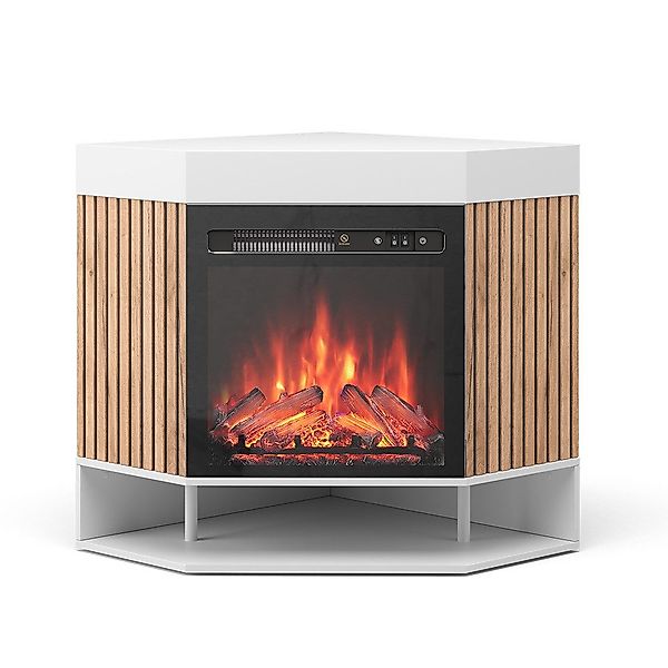 Vicco Kaminumbauschrank Lynea, Weiß, 100 cm mit realistischem Flammeneffekt günstig online kaufen