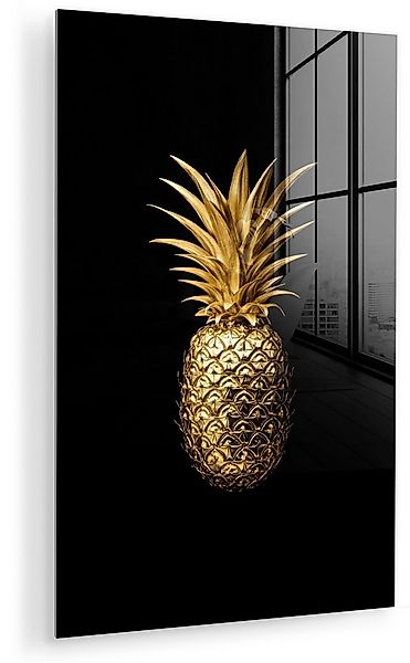 MuchoWow Acrylglasbild Ananas - Schwarz - Gold - Luxus, Inkl. Aufhängung, D günstig online kaufen