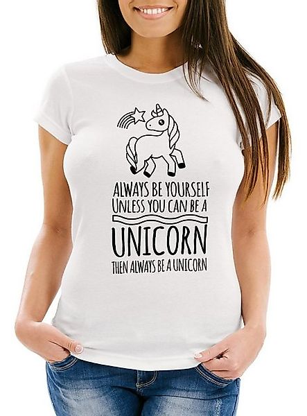 MoonWorks Print-Shirt Damen T-Shirt Einhorn Always be yourself unless you c günstig online kaufen