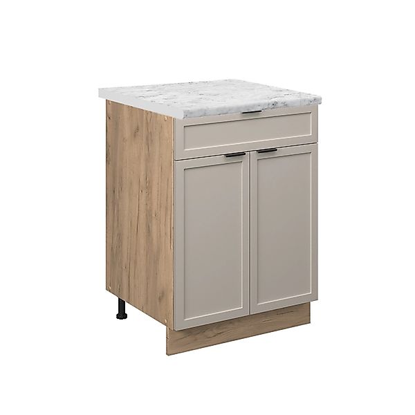 Vicco Schubunterschrank Fame-Line GrauBeige 60 cm mit Schublade AP Marmor günstig online kaufen