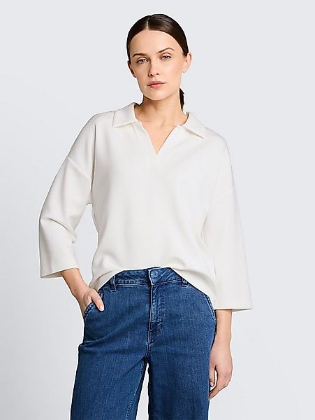 TOM TAILOR 3/4-Arm-Shirt T-Shirt Loose Fit Scuba Langarmshirt mit Polokrage günstig online kaufen