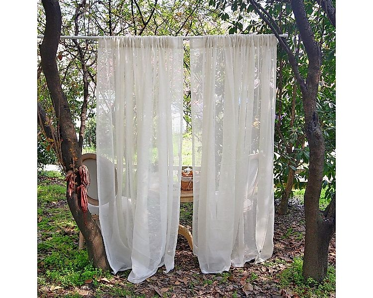 BTTO V&G Vorhang Vintage Vorhang Creme,Stangentasche Transparente Leinen Fe günstig online kaufen