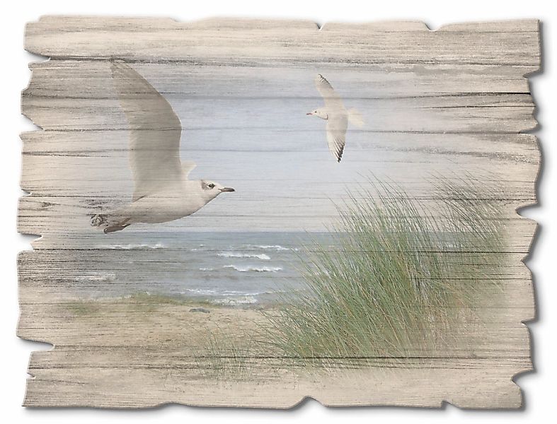 Artland Holzbild "Nordseestrand mit Möwen" Strand 1 Stk. tlg. günstig online kaufen