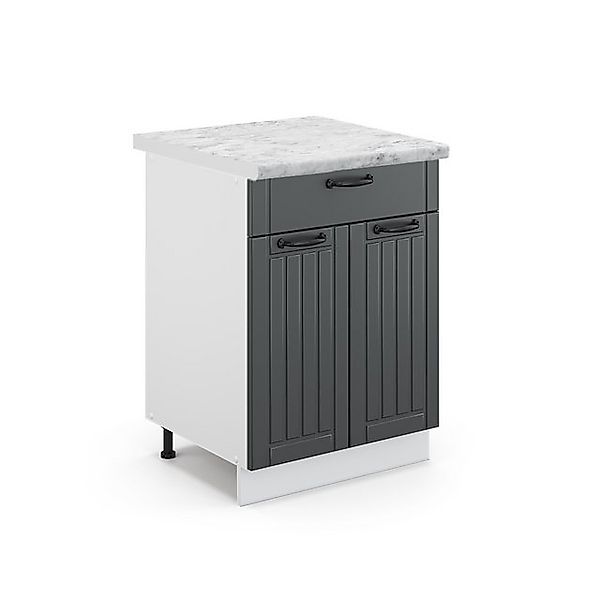 Vicco Küchenunterschrank Fame-Line Anthrazit Landhaus/Weiß 60 cm mit Schubl günstig online kaufen