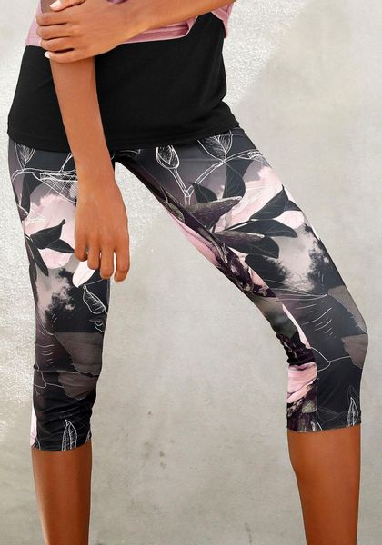 LASCANA ACTIVE Caprileggings "Tropical" mit abstraktem Blumenprint, Loungew günstig online kaufen