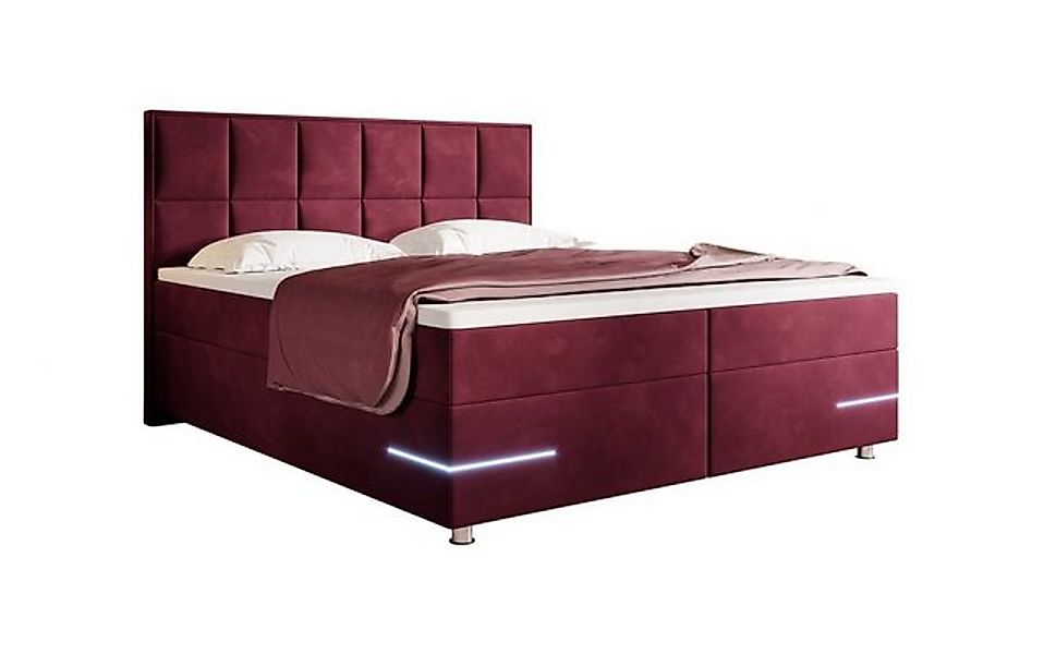 Luxusbetten24 Boxspringbett Lea, mit LED-Beleuchtung und Samtbezug günstig online kaufen