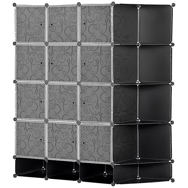 HOMCOM Kleiderschrank Kunststoff Stahl 145L x 46B x 162H cm Schwarz günstig online kaufen