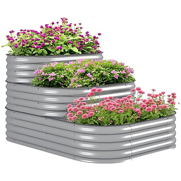 Outsunny Garten-Bett Verzinktes Blech Silber 158L x 109B x 82H cm günstig online kaufen