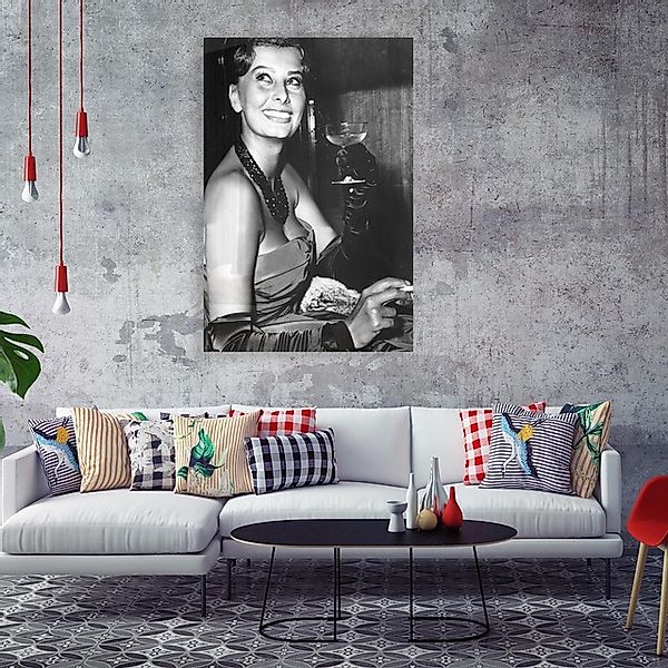 queence Acrylglasbild »Champagne«, Schwarz-Weiß-Frau-Stars-Portrait-Foto-Fi günstig online kaufen